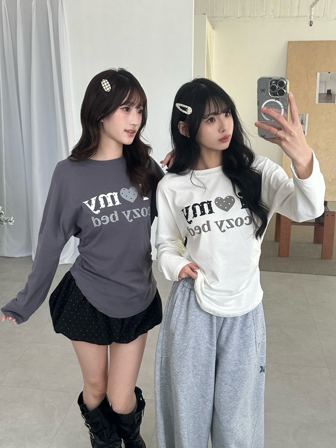 mmb點點字柔軟抓腰長T