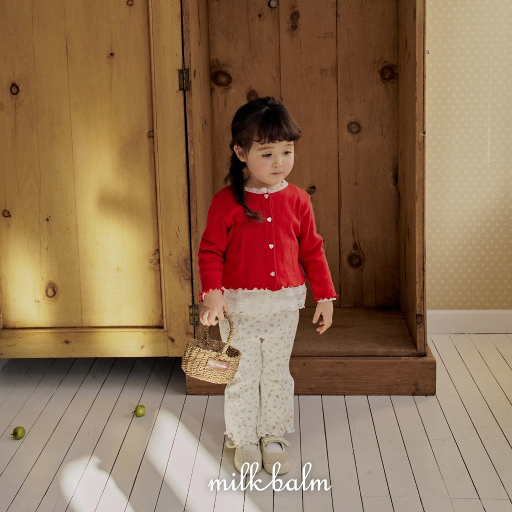 正韓春milkbalm 碎花鮮奶油喇叭褲