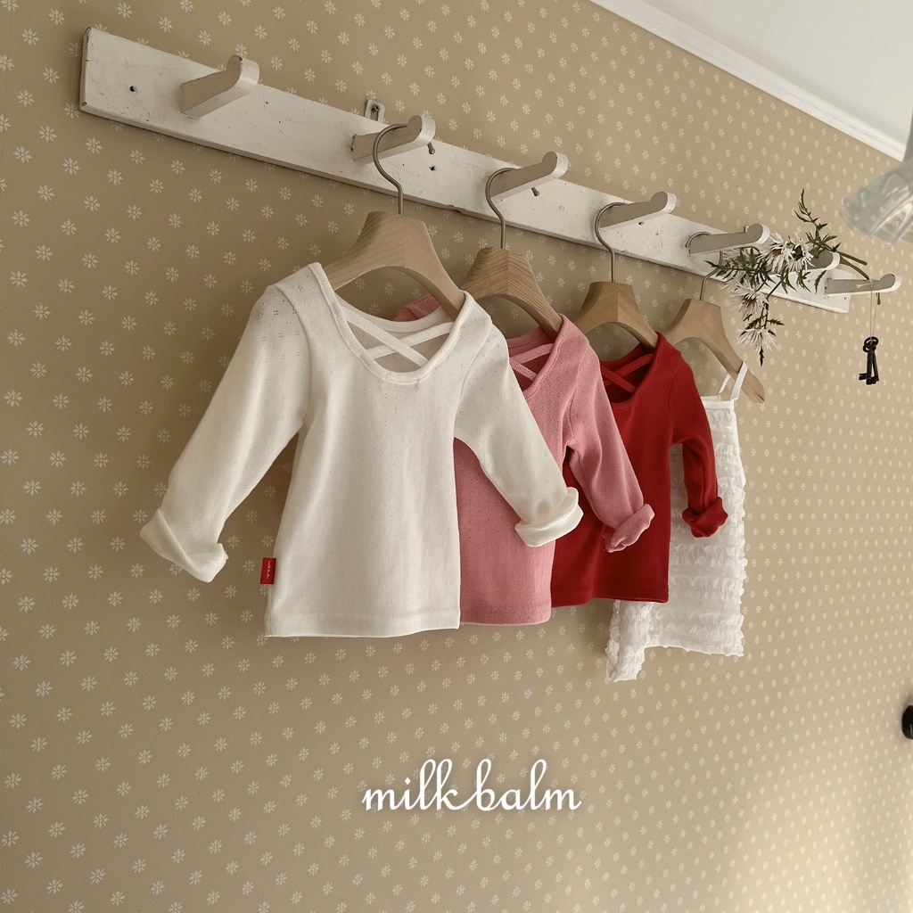 正韓春milkbalm 三色小甜美後交叉上衣