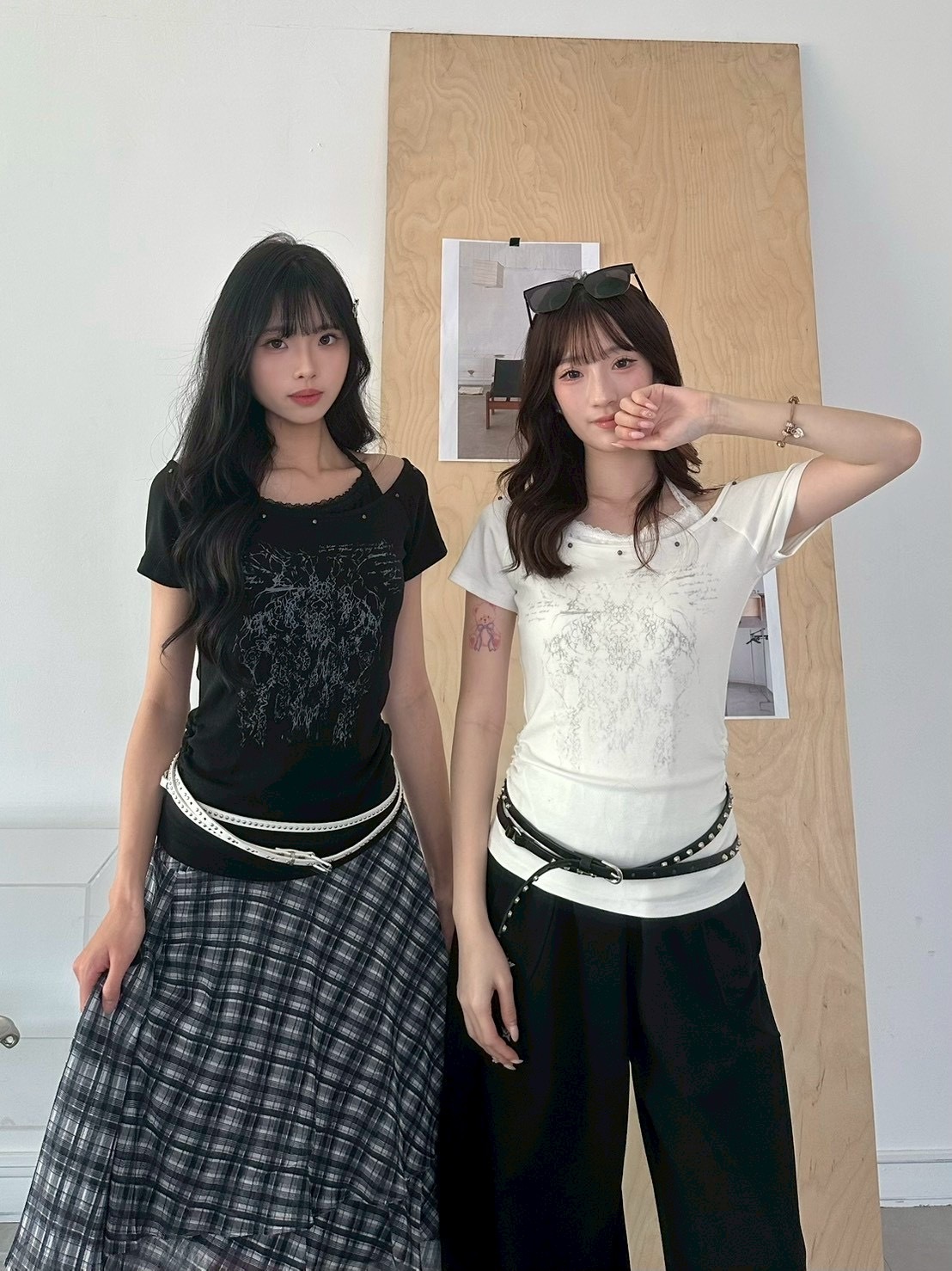 不乖甜酷反差蕾絲鉚釘上衣