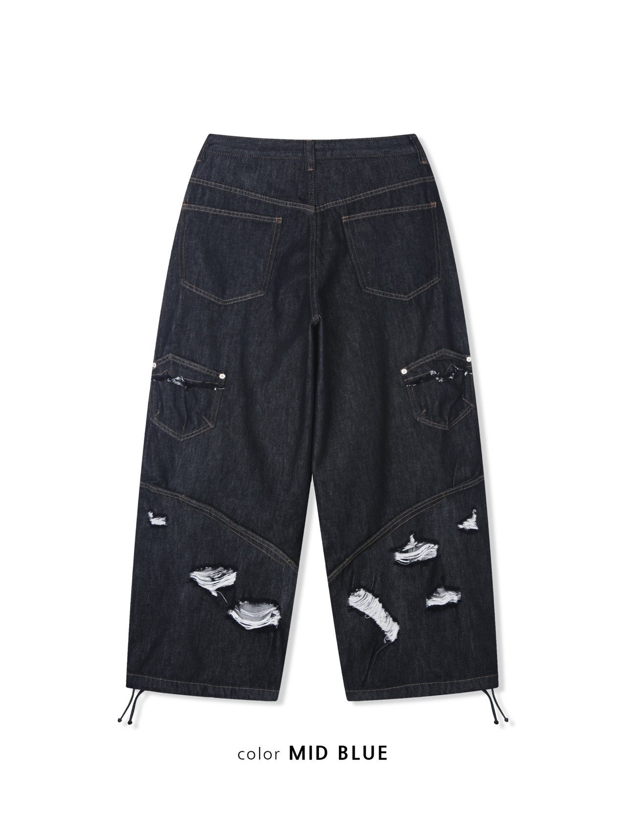 K33  排扣後破造型牛仔褲