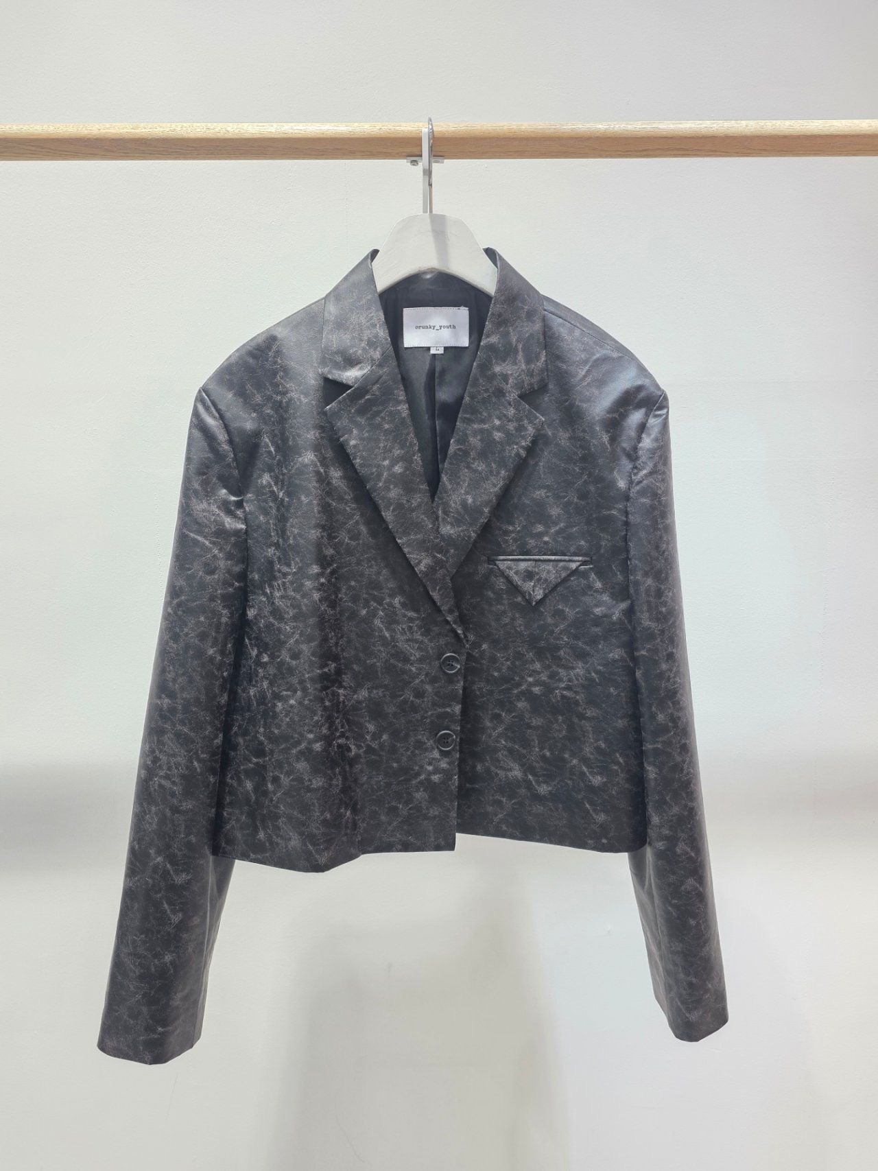 混色合成皮西裝褸 C_y-146JK