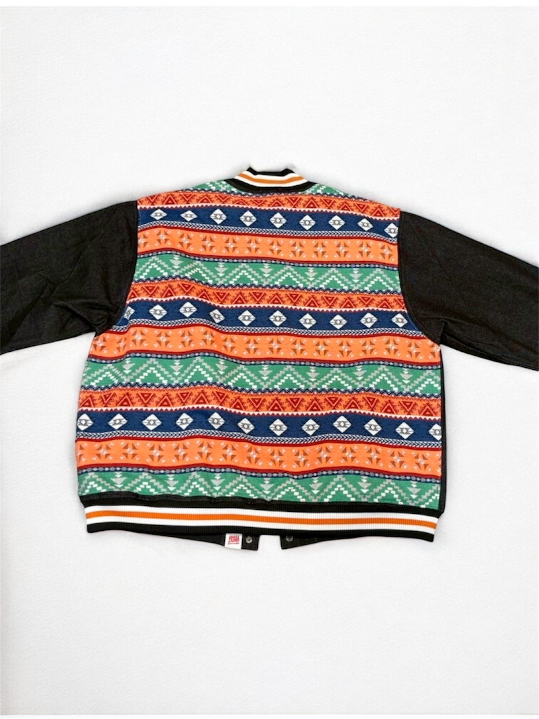 Annstudio / 圖騰布改製棒球夾克 (水洗黑)