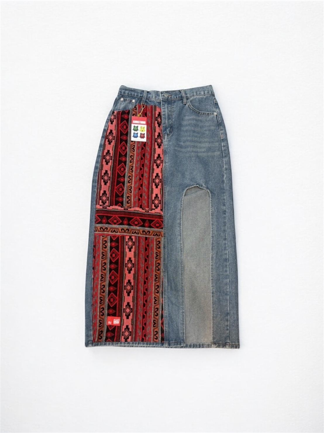 Annstudio / Graphic Print Cutout Maxi Skirt