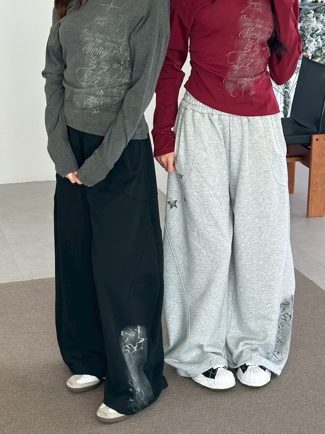 mmb星星印花繭型棉褲