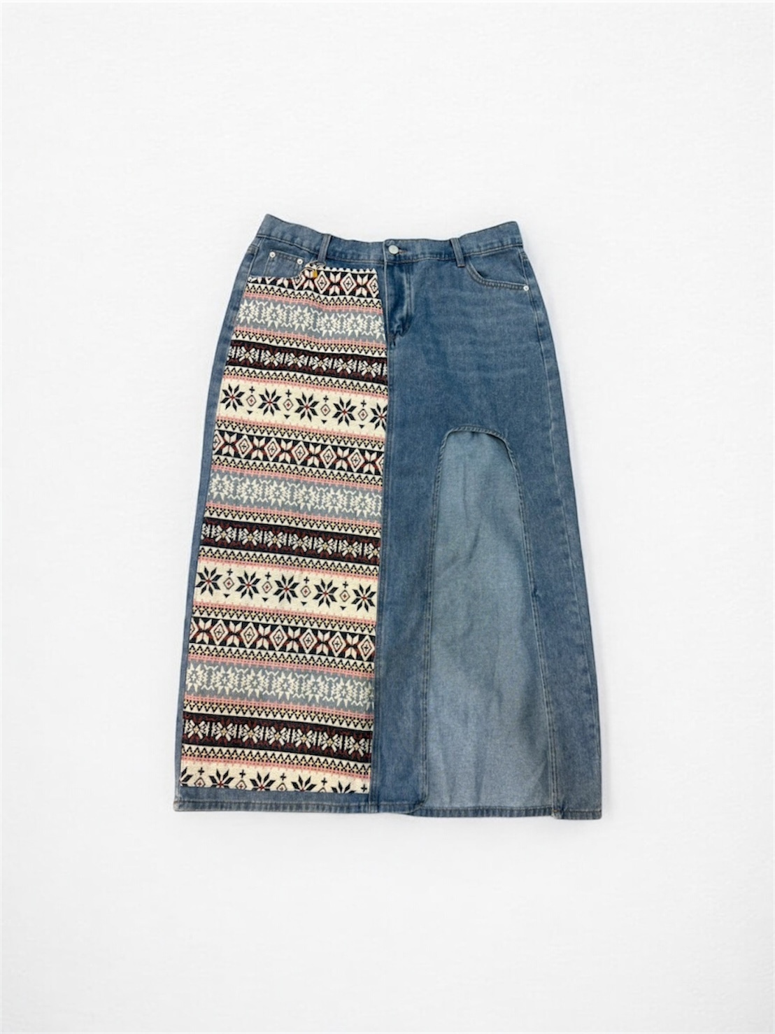 Annstudio / Graphic Print Cutout Maxi Skirt