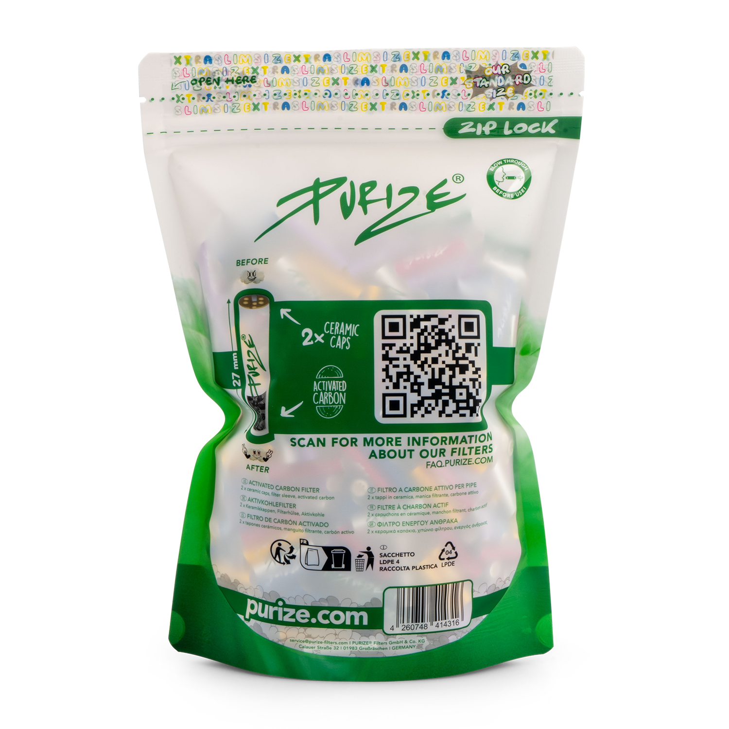 [500CT]XTRA SLIM SIZE FILTERS BY PURIZE