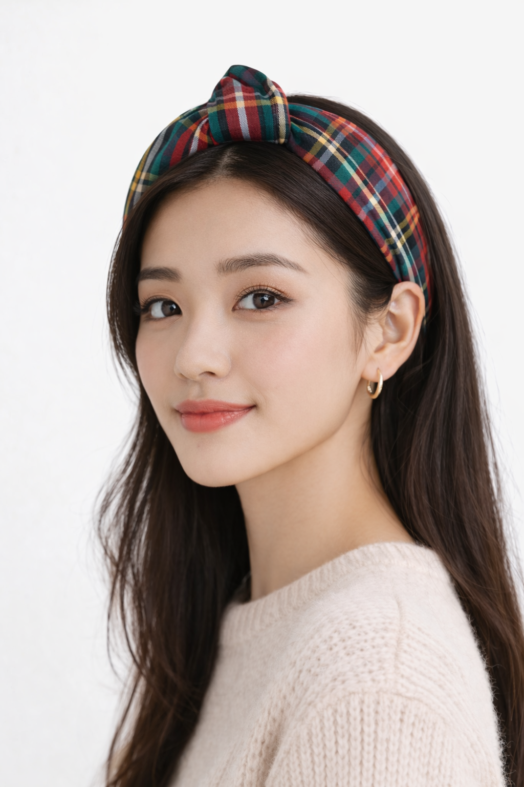 OBS313 J.Crew 氣質英倫格紋百搭頭箍