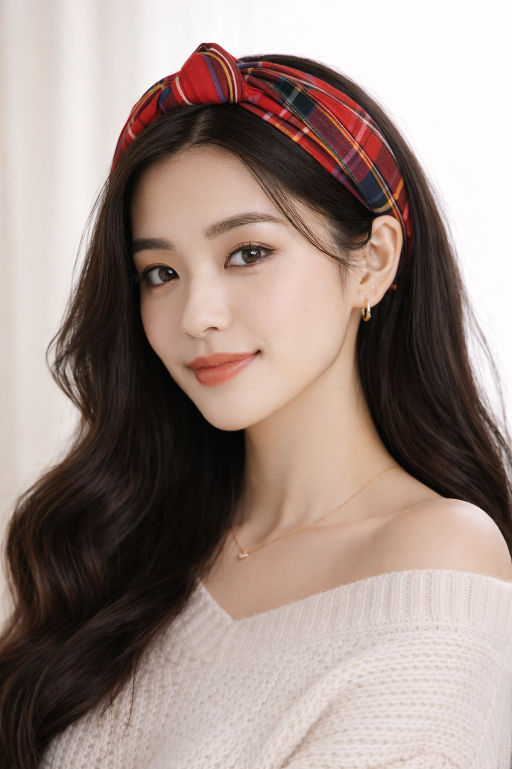 OBS313 J.Crew 氣質英倫格紋百搭頭箍