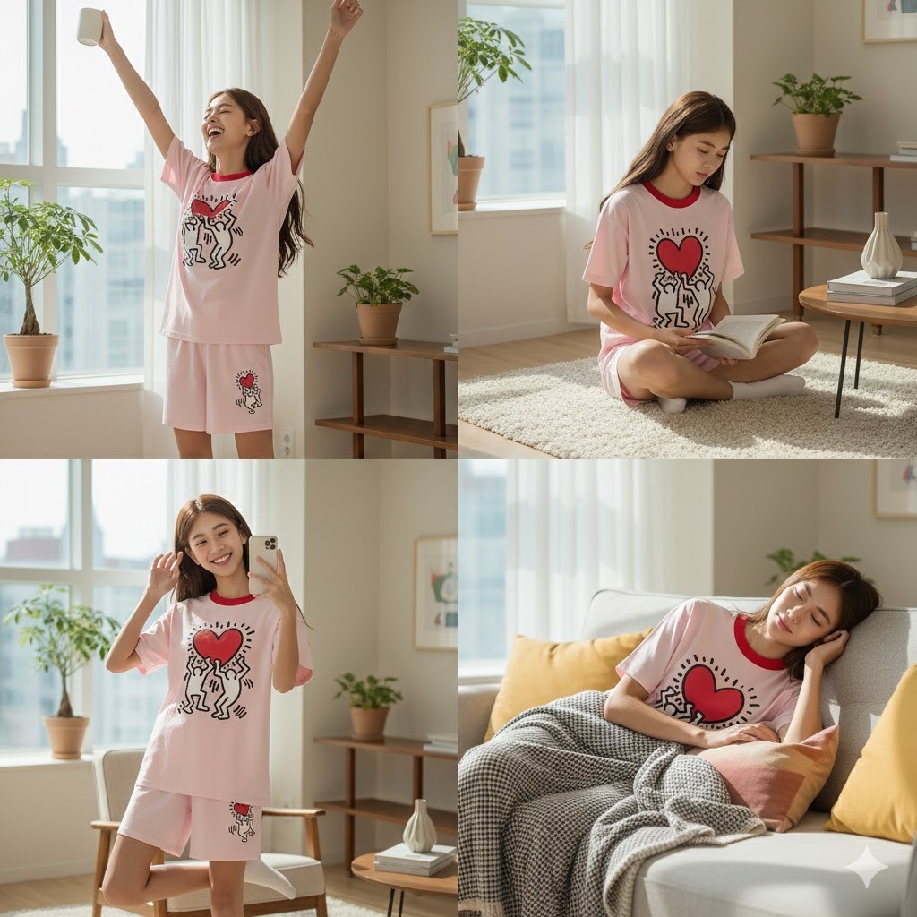 【預購】Keith Haring H020356 大童三件式睡衣套裝