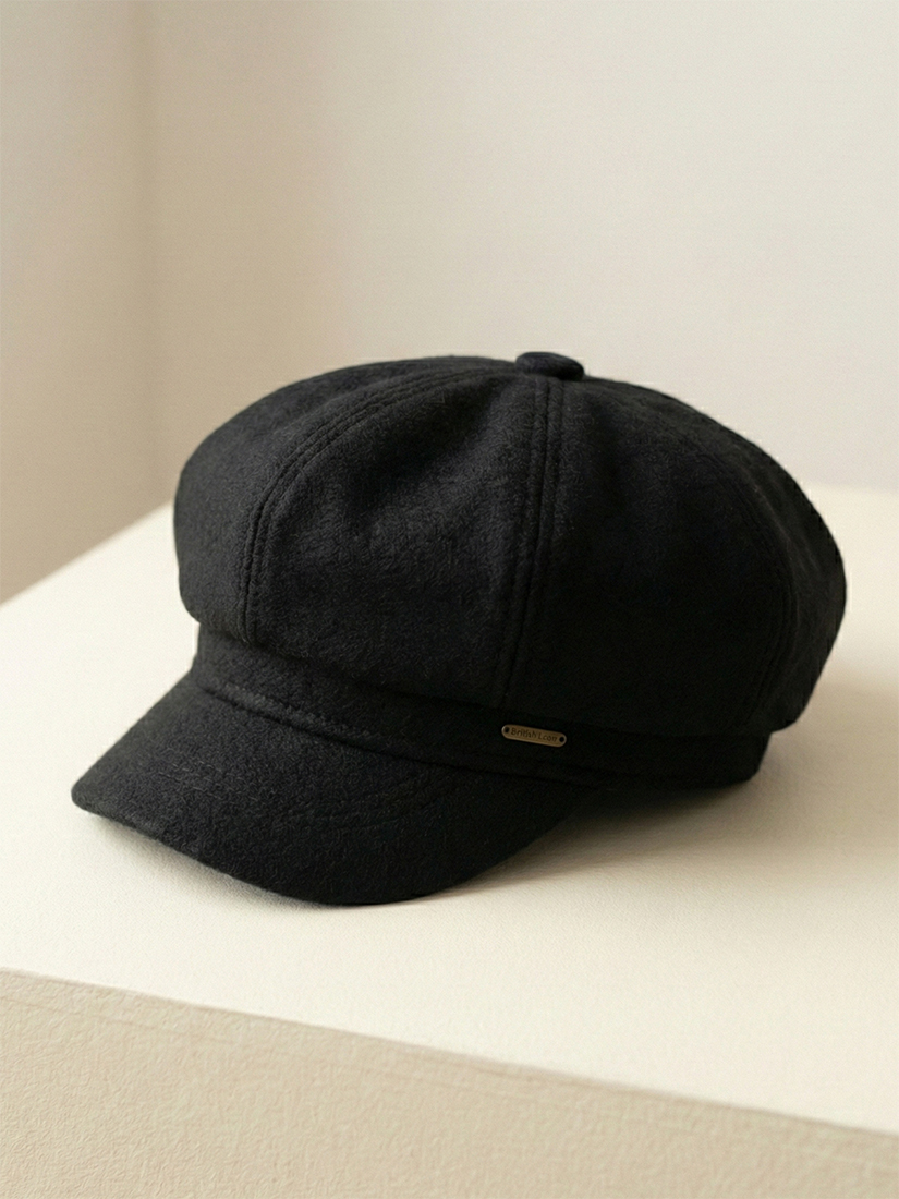 英倫暖意．復古素色毛呢報童帽