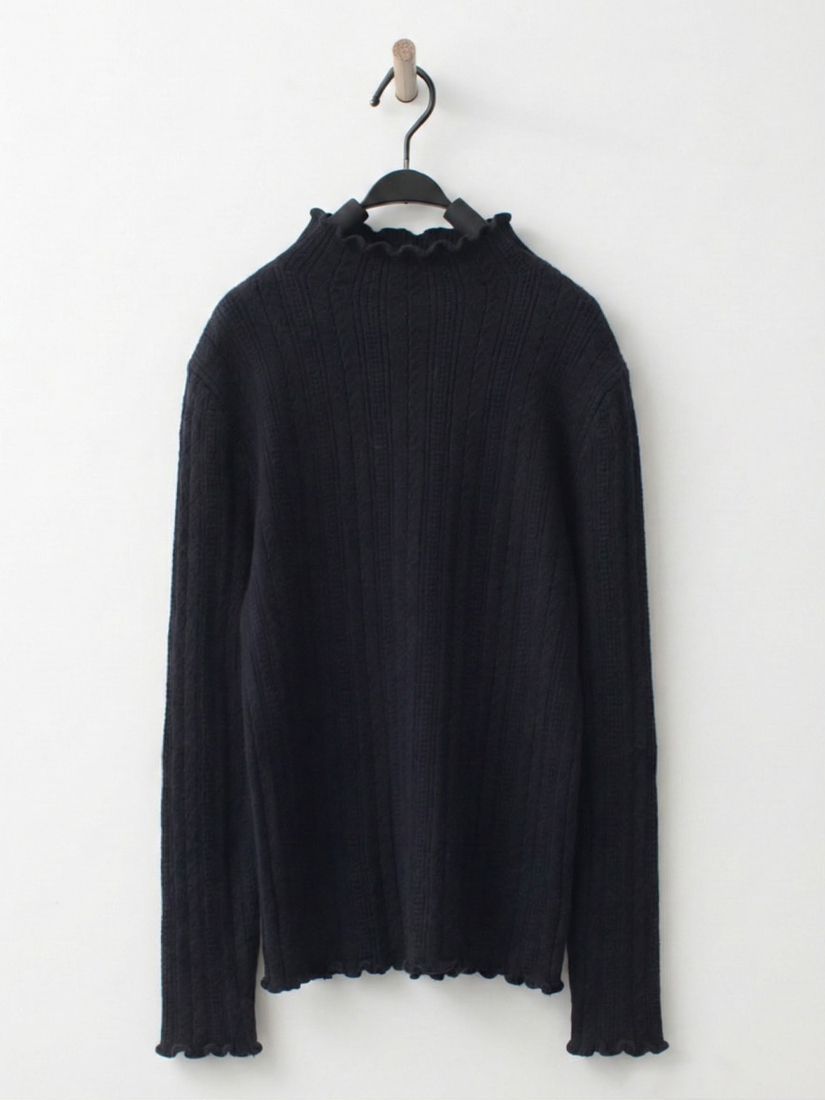 木耳邊立領上衣排釦針織背心磨毛直筒長褲組合