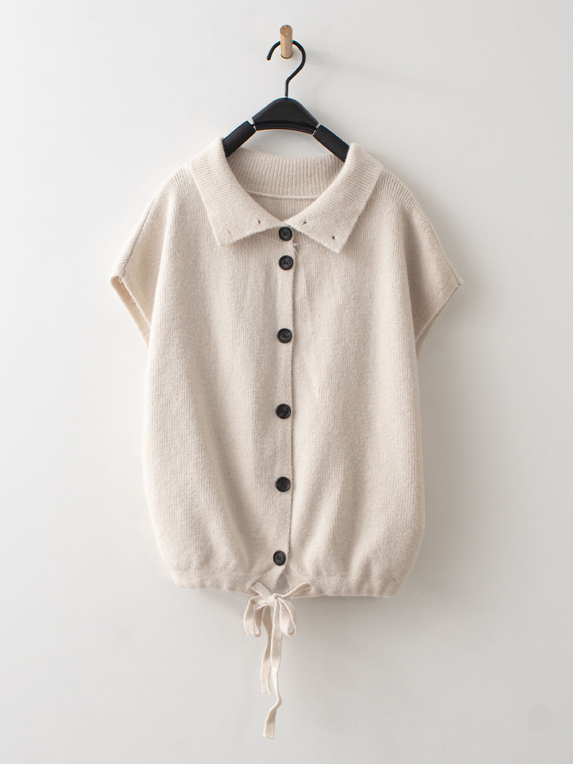 木耳邊立領上衣排釦針織背心格紋法蘭絨長裙組合