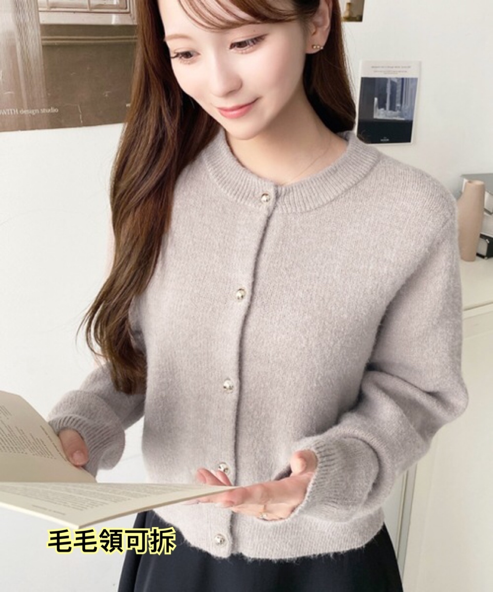 260204 日系女裝moments 毛毛領扣鈕外套/4 色