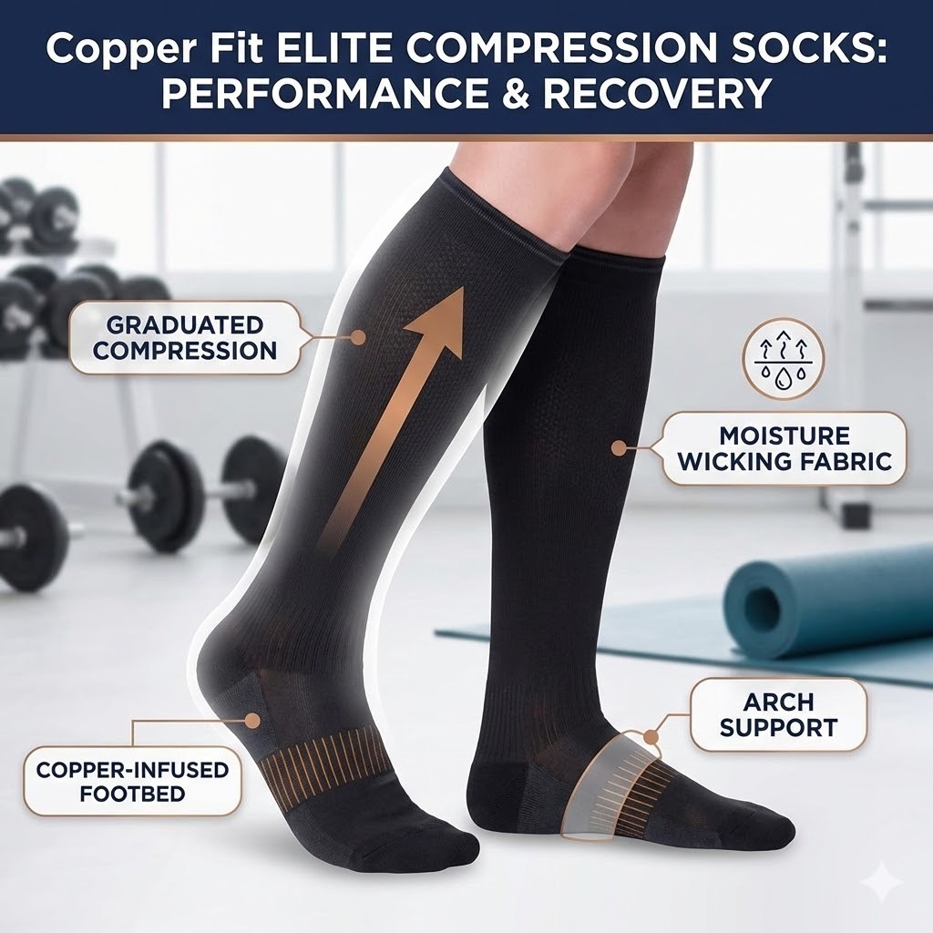 【預購】Copper Fit Elite H020362 空氣流通加壓襪（2 對裝）