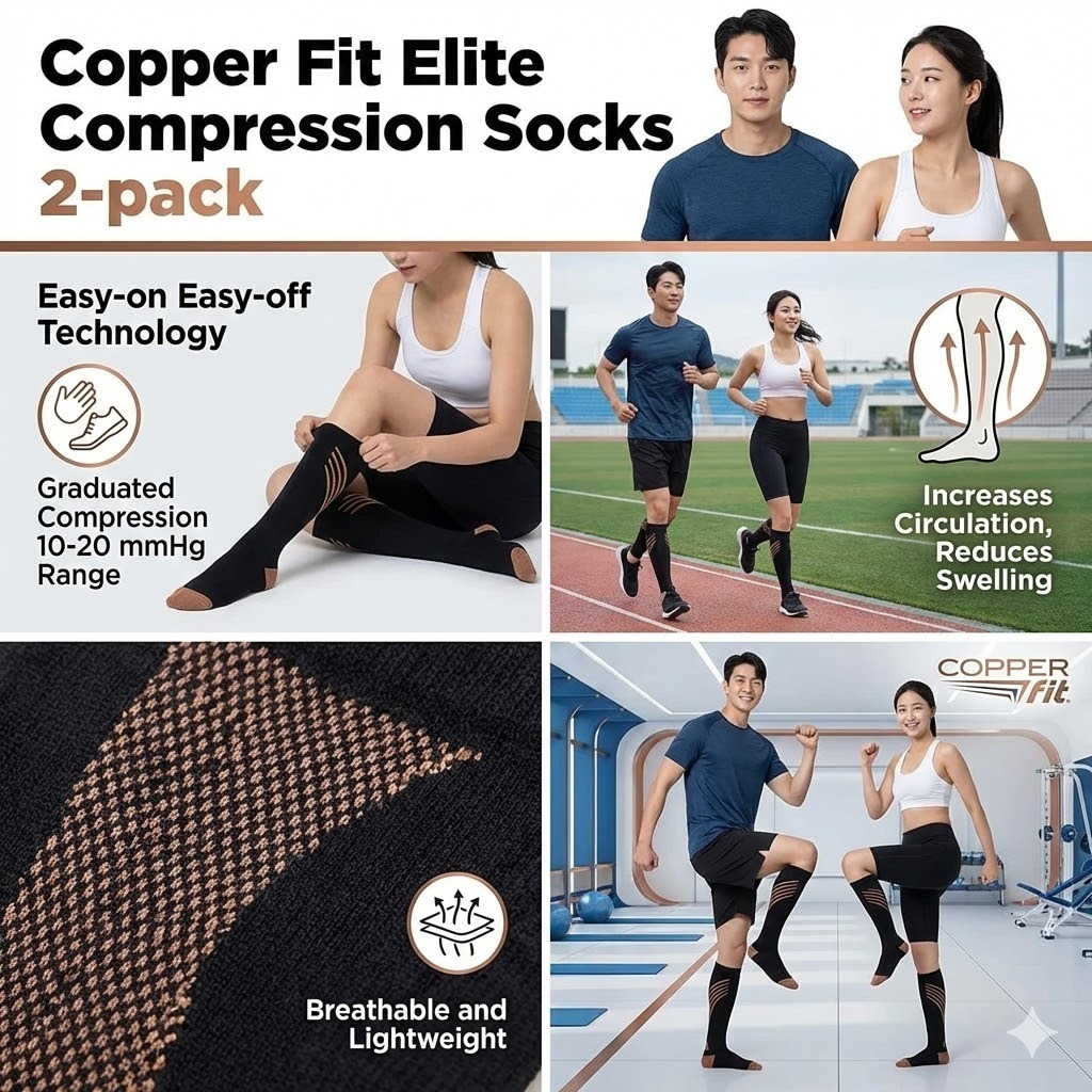 【預購】Copper Fit Elite H020362 空氣流通加壓襪（2 對裝）