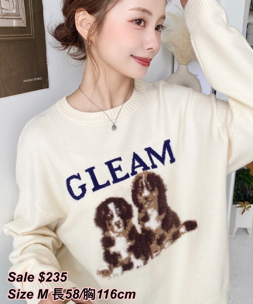 260204 日系女裝moments 狗狗圖案冷衫/4 色