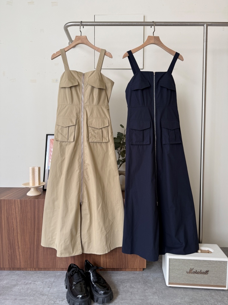 C1778-前拉鍊口袋背心長洋