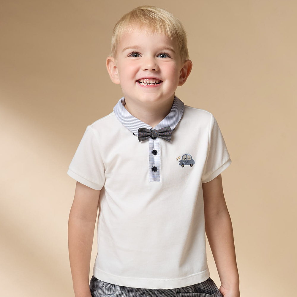 PIPPY 小紳士風翻領可拆式領結POLO短袖上衣