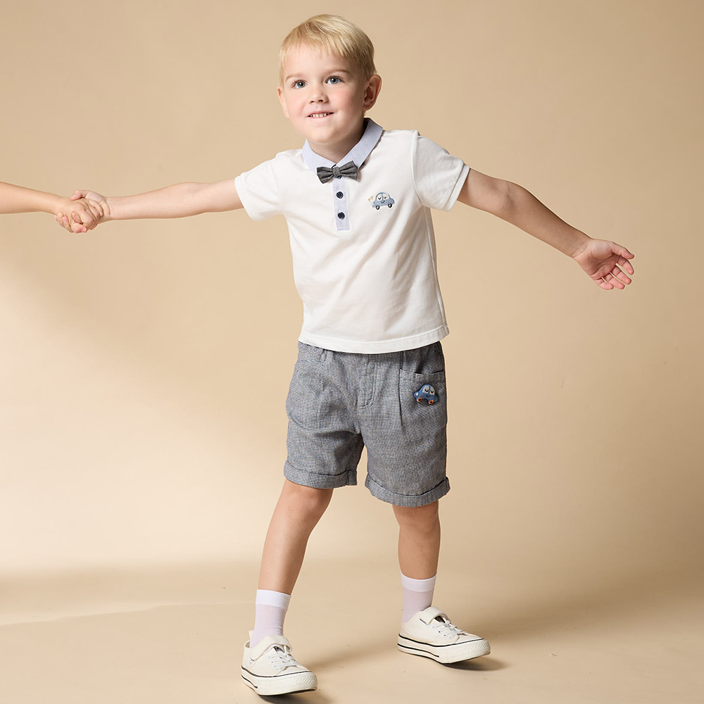 PIPPY 小紳士風翻領可拆式領結POLO短袖上衣