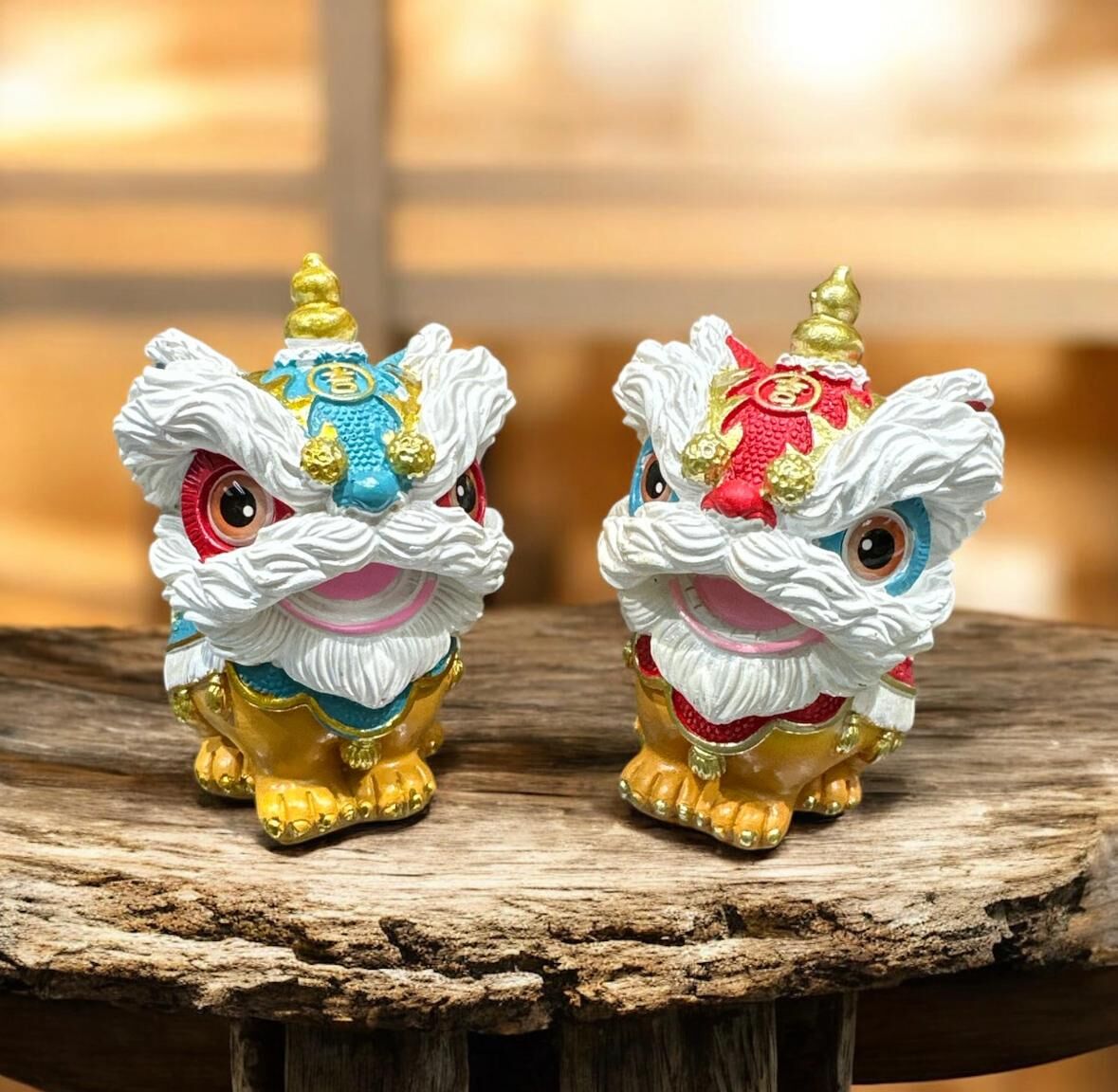 A24 招財守財醒獅一對 (經師傅開光)
