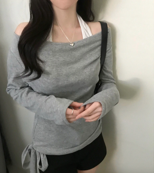 春季預訂｜露肩吊帶疊穿長袖T 恤