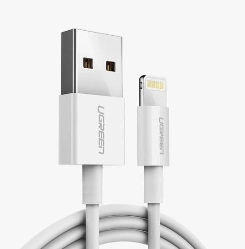 Ugreen MFi Lightning To USB 2.0 A Male Cable 1米-黑色,1/2米- ⽩色_US155