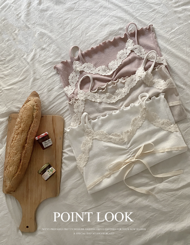 春季預訂｜蕾絲緞帶褶背心