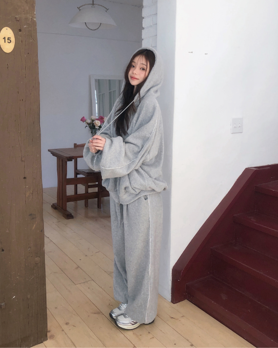 春季預訂｜Line 雙向HOODIE ZIPUP + 運動褲抓絨SET