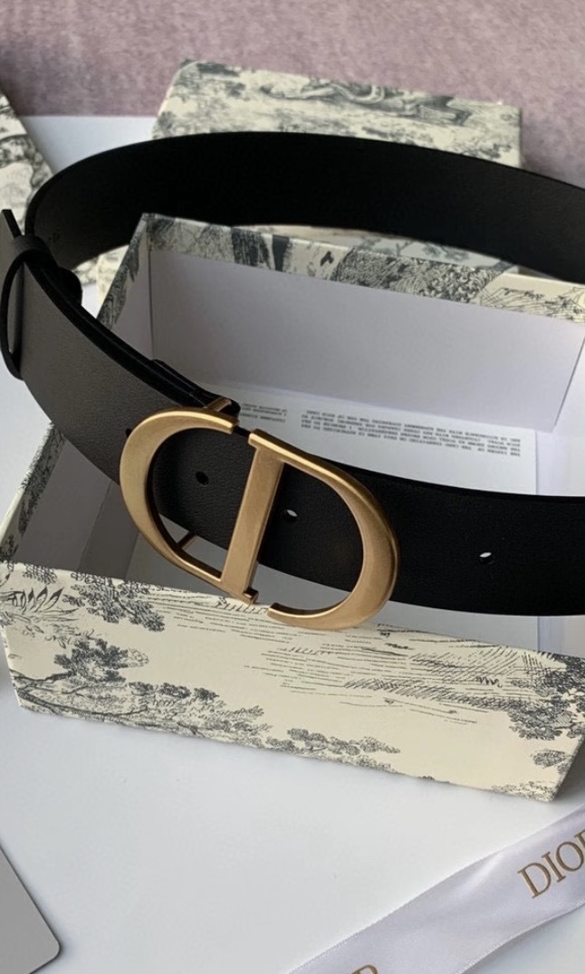 Dior Black Leather 30 Montaigne Buckle Belt 70CM