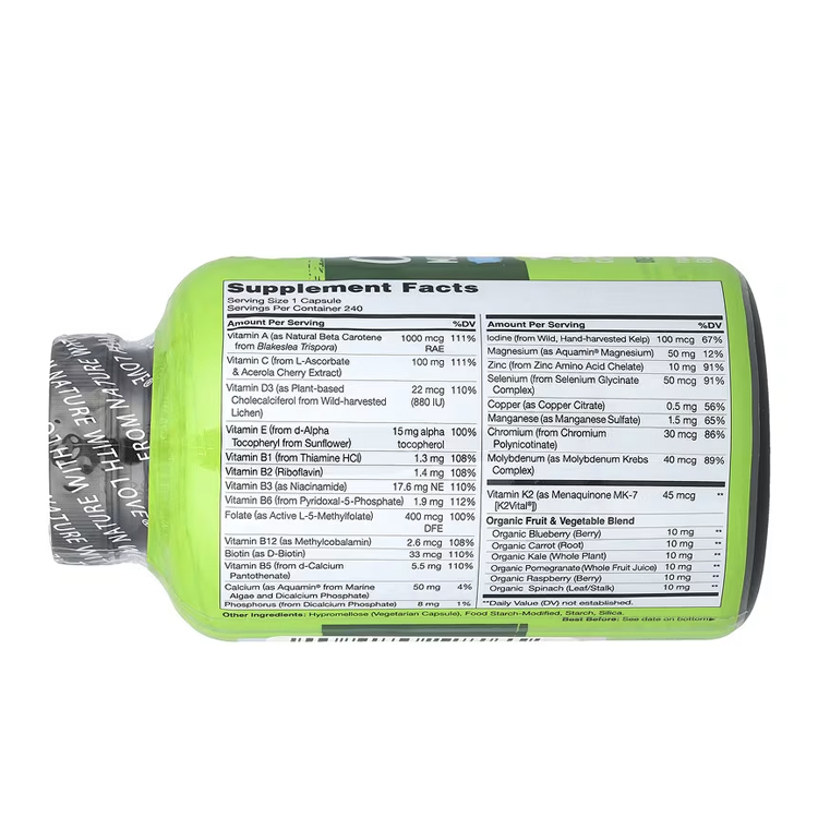 美國NATURELO Daily Multi 純天然配方男仕綜合維他命,240粒膠囊 (適合素食者)