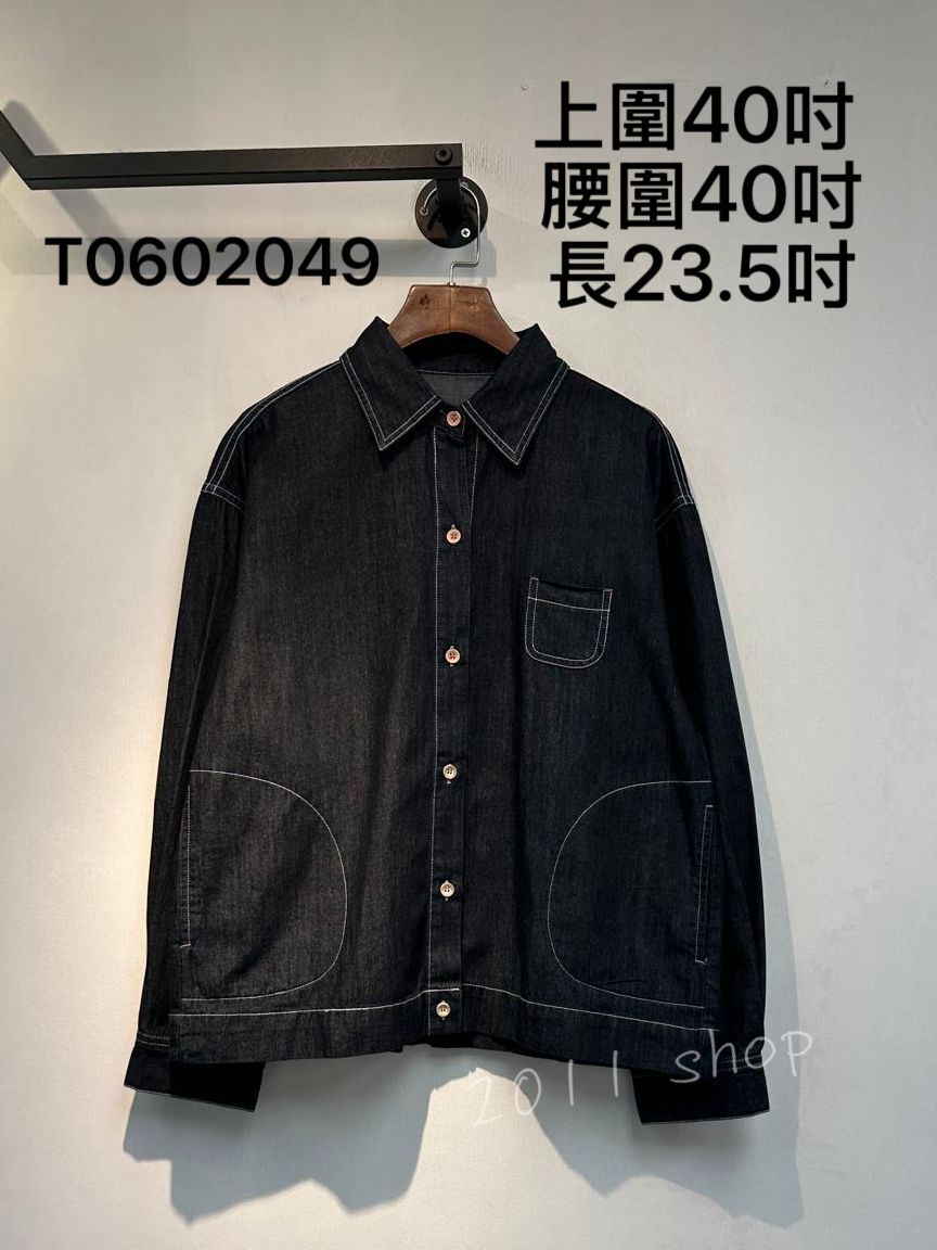 出口日本暗口袋明線牛仔TOP 上圍40吋 腰圍40吋 長23.5吋 T0602049