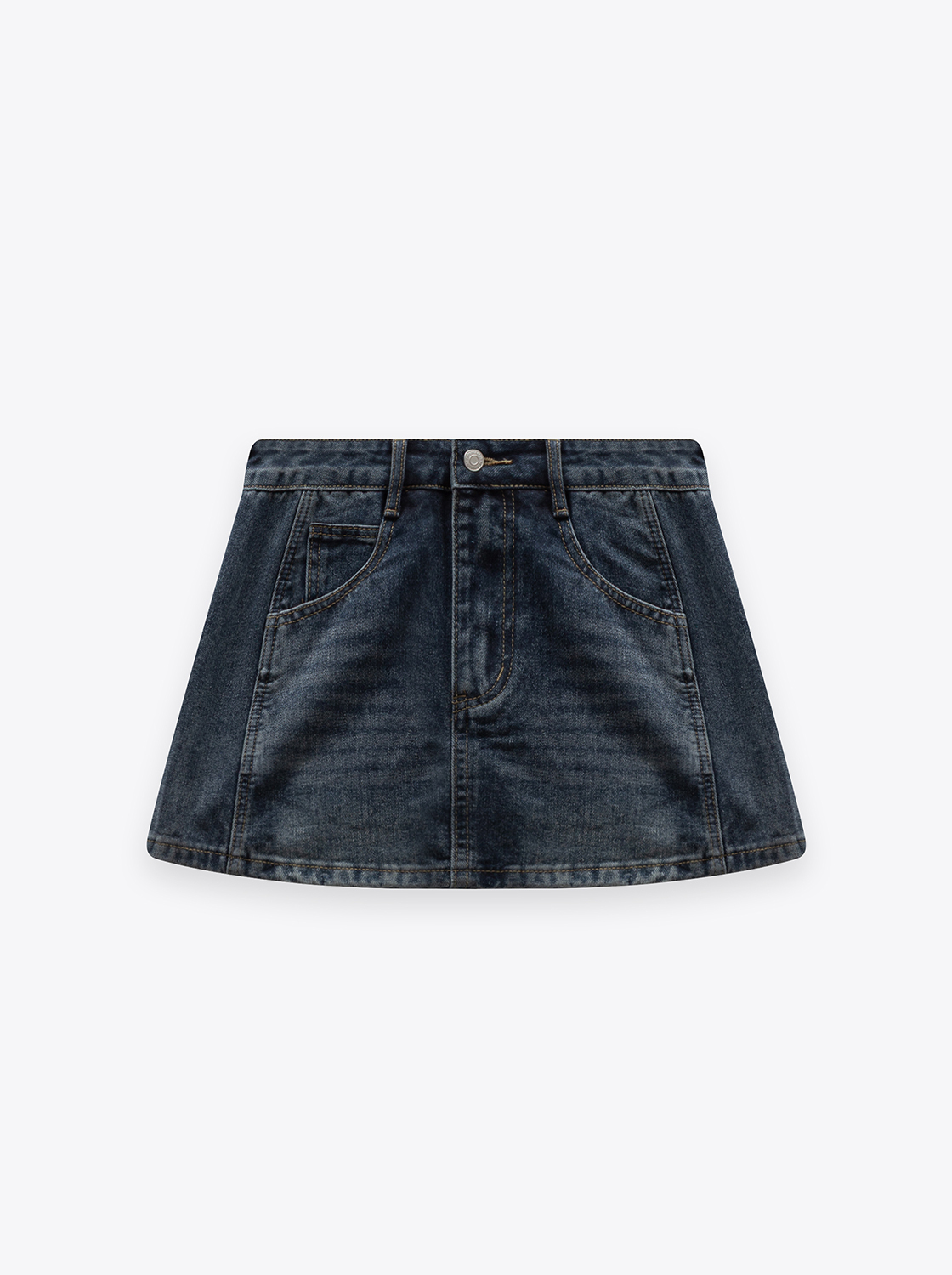 剪接貓鬚牛仔短裙