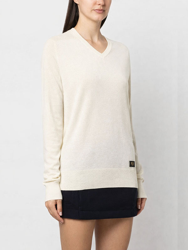 N°21  V領針織罩衫(米白)