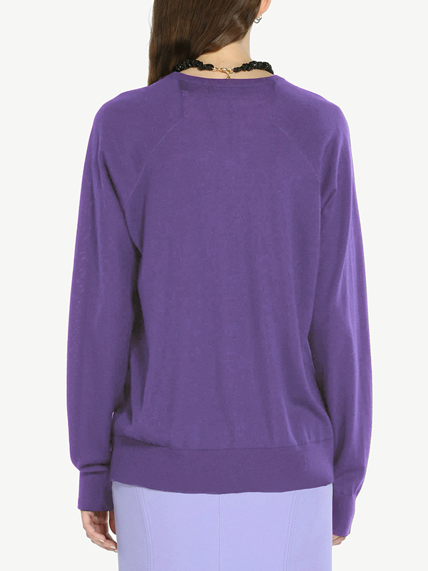 N°21 V領針織罩衫(紫)