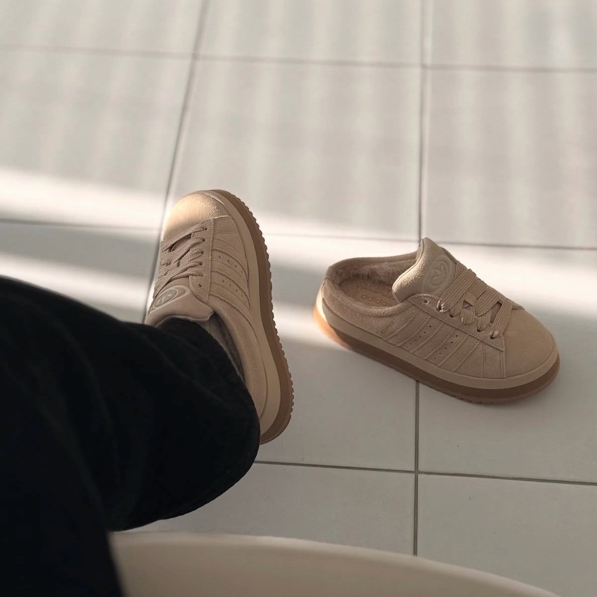 <絨絨冬日🧶>adidas originals campus 00s 絨毛厚底 穆勒鞋