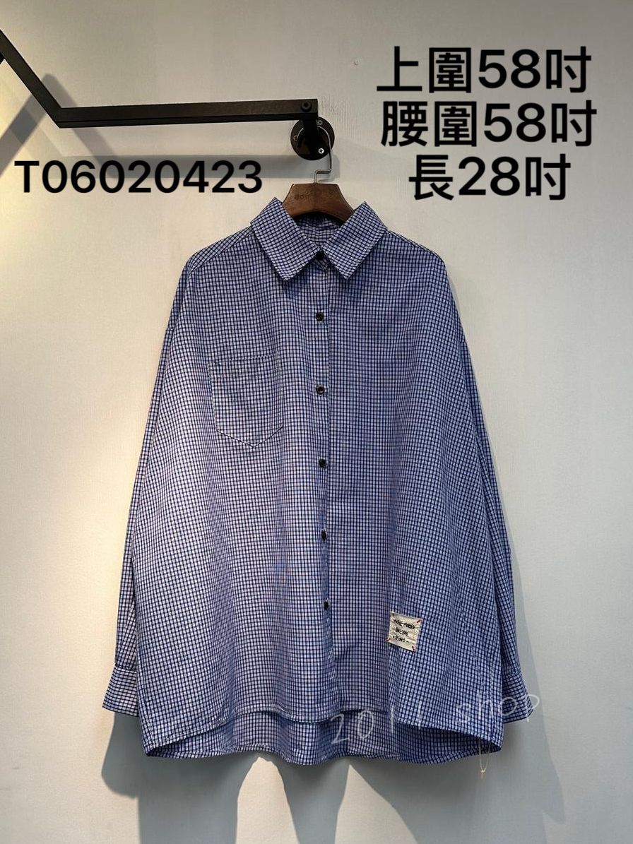 出口日本寬鬆格仔恤衫 上圍58吋 腰圍58吋 長28吋 T06020423