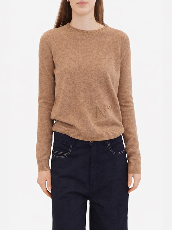 N°21 圓領LOGO針織上衣(駝)