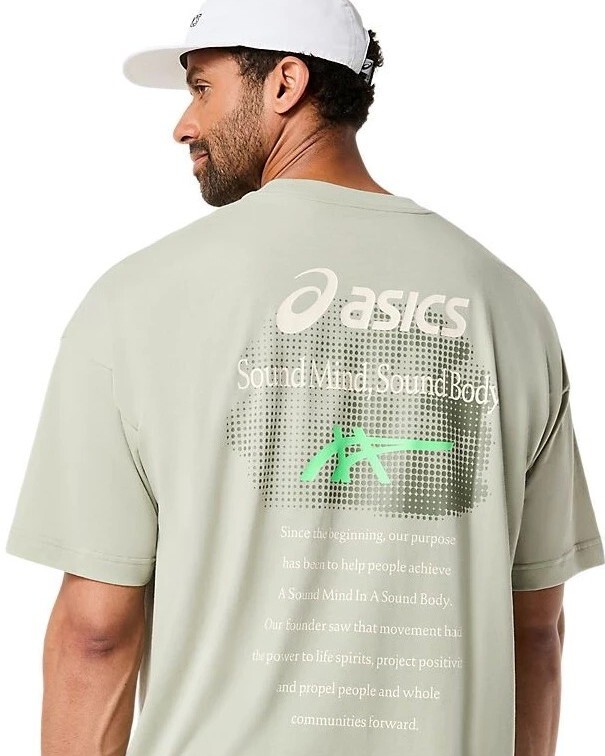 男款 ASICS P.LIFE TEE 米色 綠色 寬鬆 快乾 海外版 訓練 上衣 短T【2031F322】
