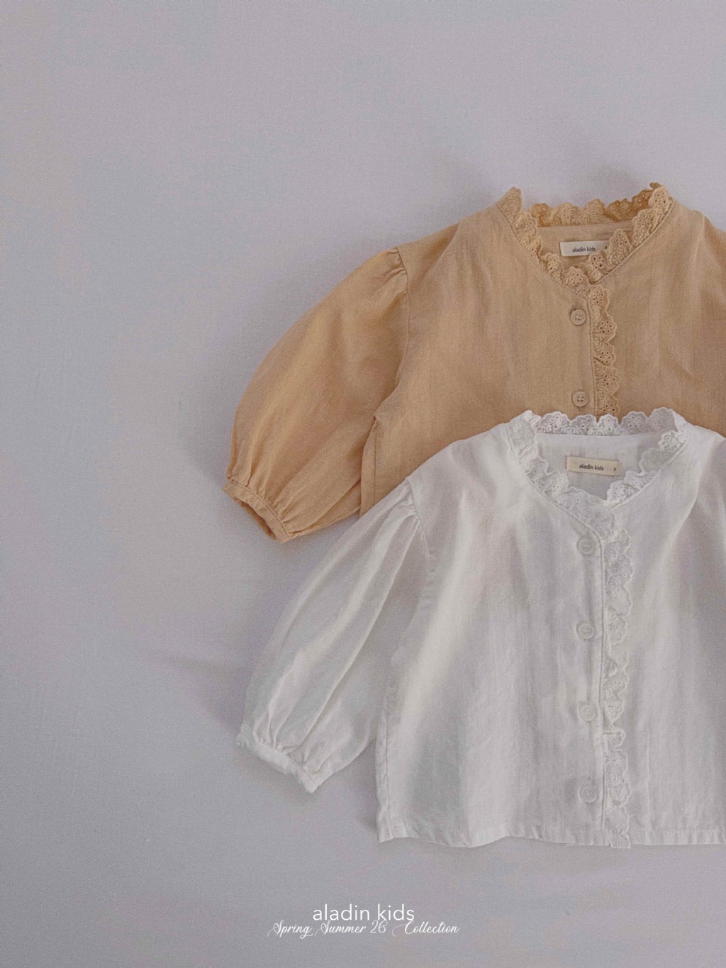 正韓春Aladin 兩色法式浪漫雕花上衣