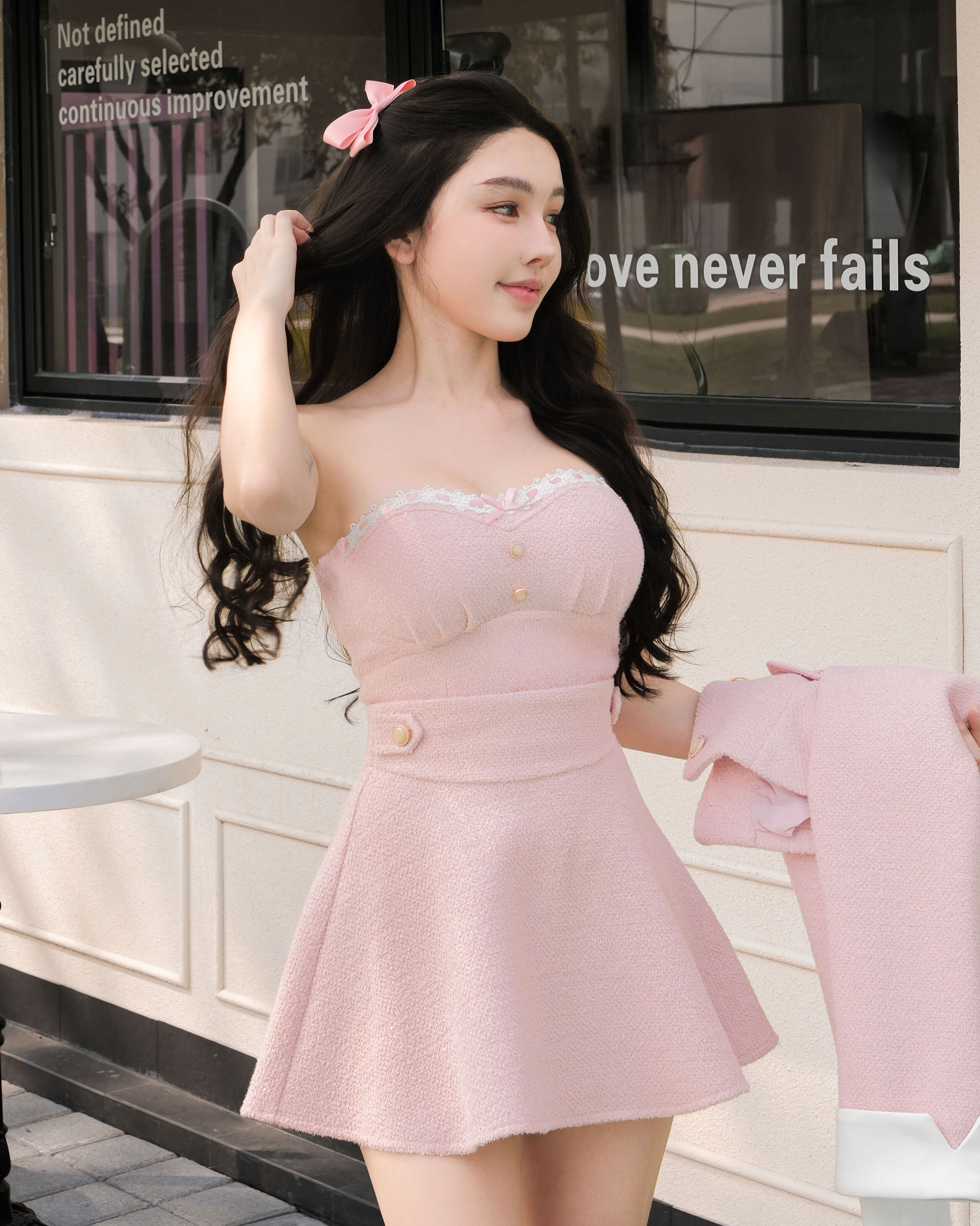 訂製-糖果小香蕾絲亮蔥桃心馬甲