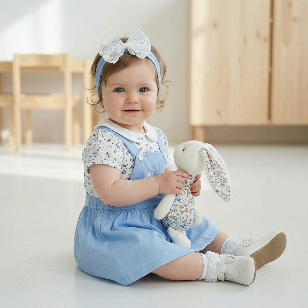 PIPPY 清爽印花背心吊帶裙3入組禮盒 藍