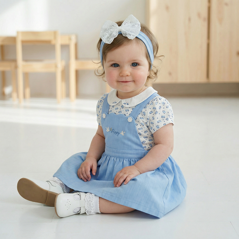 PIPPY 清爽印花背心吊帶裙3入組禮盒 藍