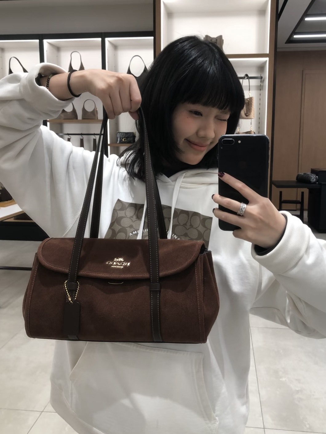 COACH BRIDGET 35 麂皮 皮革 翻蓋單肩包 腋下包 三色