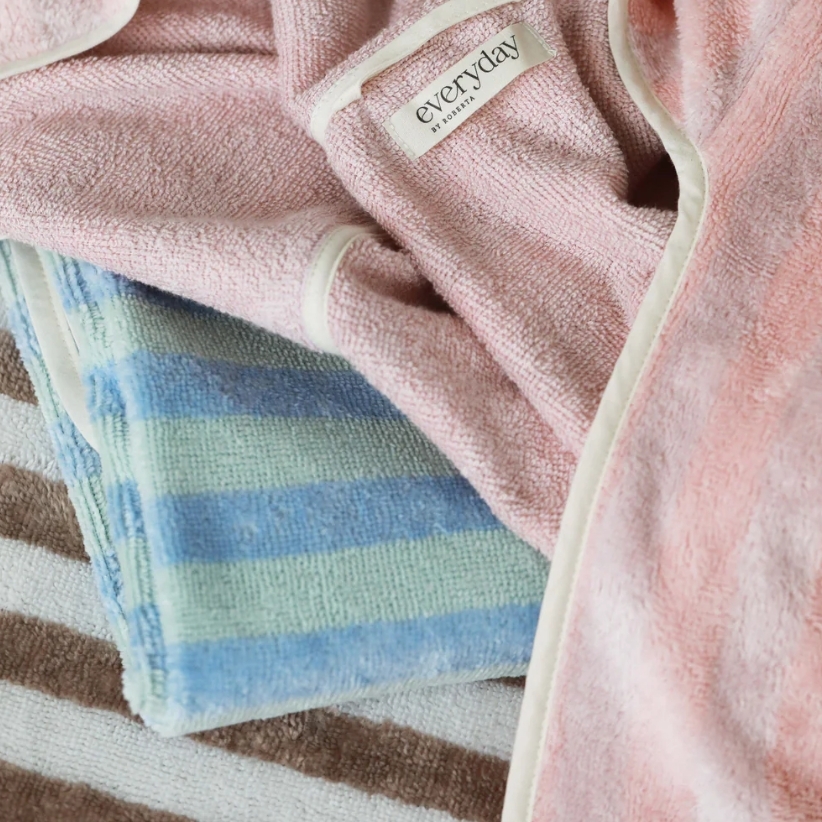 Everyday by Roberta 竹纖維條紋連帽浴巾 Kids hooded towel - blue