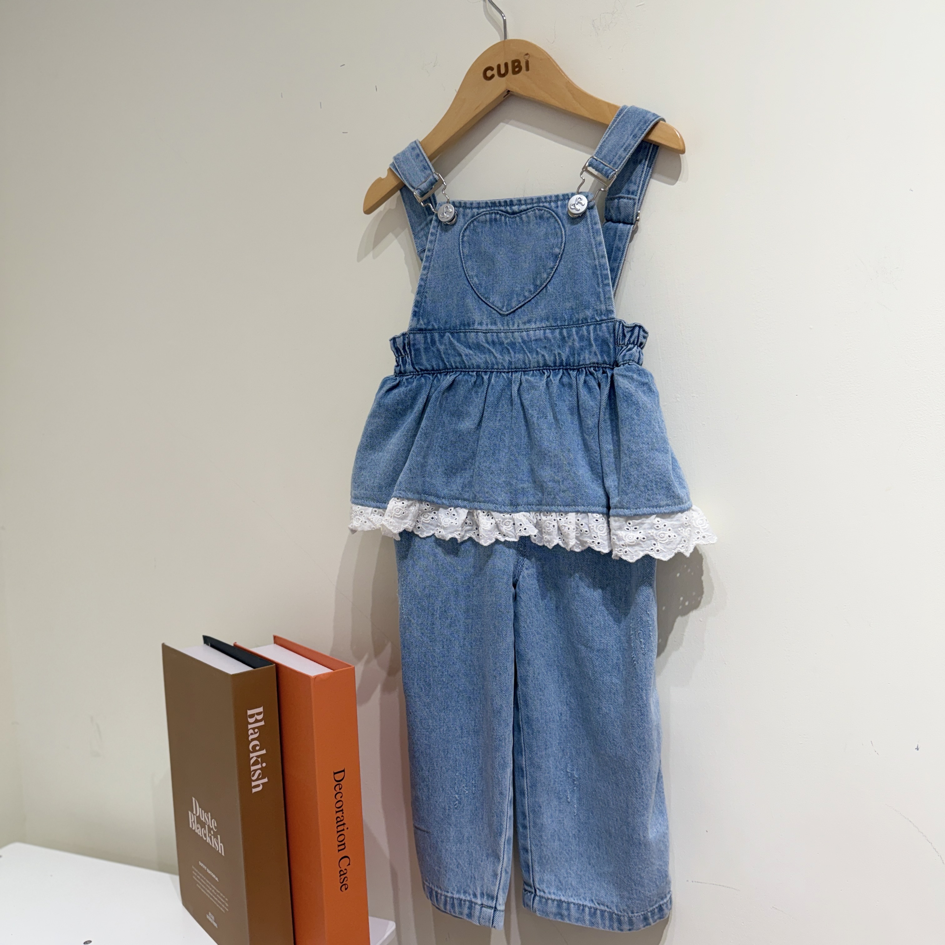 26春 蕾絲牛仔連身褲