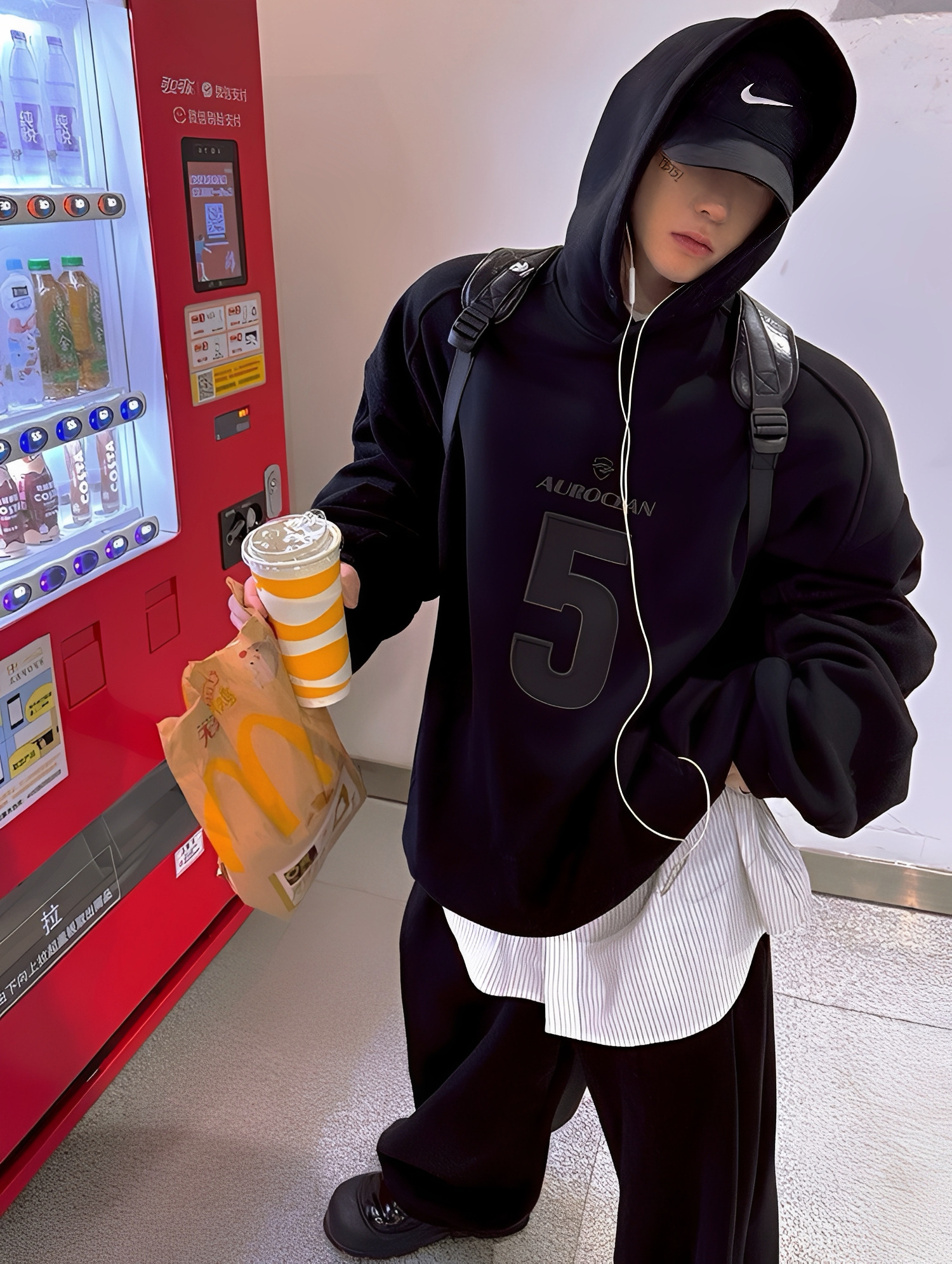 AUROCEAN 5 領扣 雙色 連帽 長袖 帽T