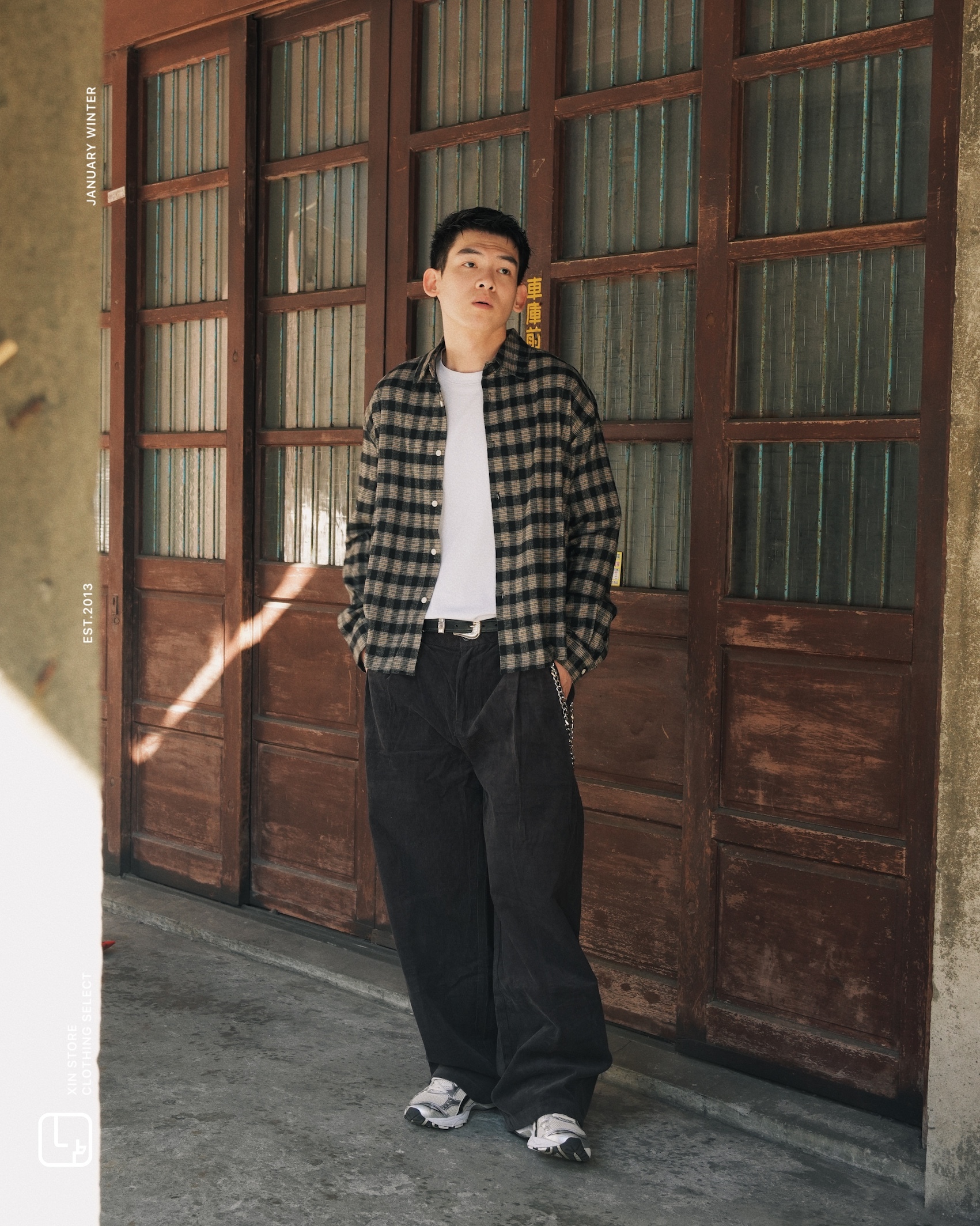 XIN SELECT Boxy 美式 寬短 法蘭絨 長袖 襯衫