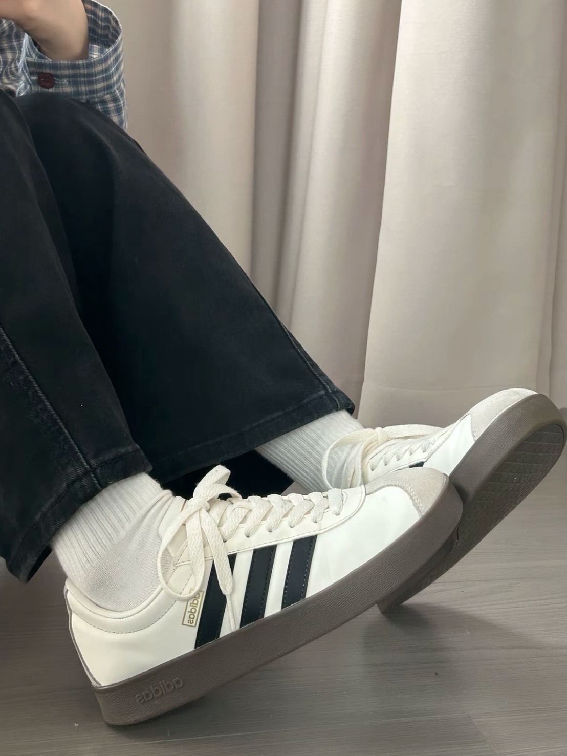 ADIDAS VL COURT 2.0 CLASSIC 奶油皮革 燙金 德訓鞋