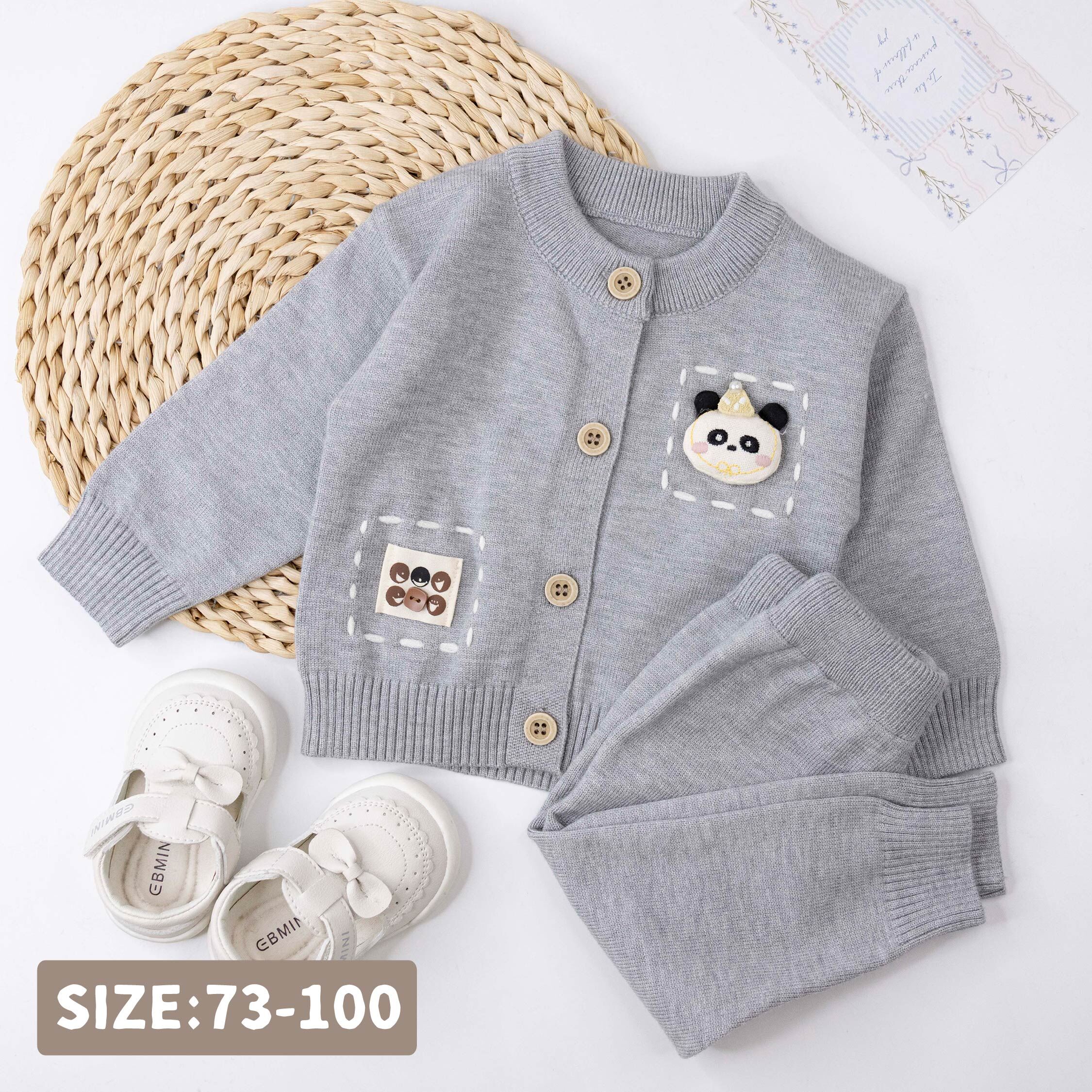 【H56224】可愛熊貓立體造型針織套裝